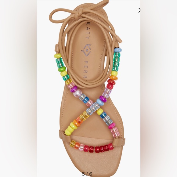 Katy Perry -The Halie Bead Ankle Wrap Sandal -In Biscotti Bright Multi U… - Picture 6 of 10